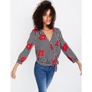 Madewell Striped Wrap Top with Orchids